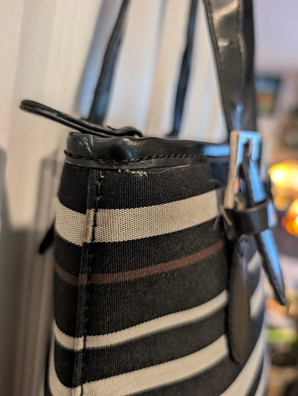 Kate Spade New York Black & Cream Striped Tote Bag